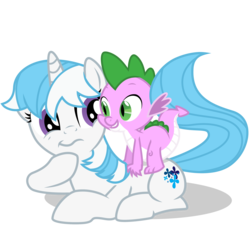 Size: 3000x3000 | Tagged: safe, artist:sunley, majesty, spike (g1), dragon, pony, unicorn, g1, g4, duo, female, g1 to g4, generation leap, high res, mare, palette swap, prone, recolor, simple background, transparent background