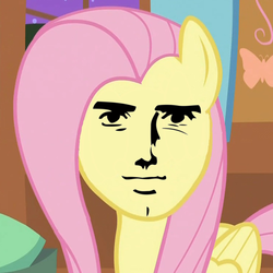 Size: 748x748 | Tagged: safe, edit, edited screencap, screencap, fluttershy, pegasus, pony, g4, looking at you, solo, yaranaika