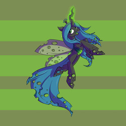 Size: 1200x1200 | Tagged: safe, artist:justfoxy, queen chrysalis, changeling, changeling queen, g4, crown, cute, cutealis, female, glowing, glowing horn, horn, jewelry, regalia