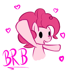 Size: 500x500 | Tagged: safe, artist:pinkieinprivate, pinkie pie, earth pony, pony, g4, brb, simple background, solo, white background