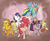 Size: 1500x1215 | Tagged: safe, artist:raunchyopposition, applejack, fluttershy, pinkie pie, rainbow dash, rarity, twilight sparkle, g4, book, mane six