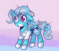 Size: 767x663 | Tagged: safe, artist:pekou, screw loose, earth pony, pony, g4, female, hospital gown, mare, messy mane, solo