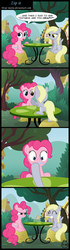 Size: 881x3126 | Tagged: safe, artist:toxic-mario, derpy hooves, pinkie pie, earth pony, pegasus, pony, g4, cartoon physics, comic, duo, female, mare, pinkie pie is not amused, ponyville, unamused, varying degrees of amusement, zipper, zippermouth