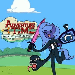 Size: 648x648 | Tagged: safe, artist:dankodeadzone, princess luna, g4, adventure time, crossover, luna and venom, male, venom