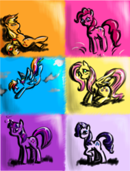 Size: 2400x3150 | Tagged: safe, artist:mysterious44, applejack, fluttershy, pinkie pie, rainbow dash, rarity, twilight sparkle, g4, high res, mane six