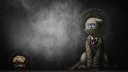 Size: 1191x670 | Tagged: safe, artist:saturnspace, doctor whooves, time turner, g4, clothes