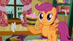 Size: 1344x756 | Tagged: safe, screencap, scootaloo, g4, hearts and hooves day (episode), hearts and hooves day, youtube caption