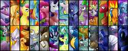 Size: 2000x800 | Tagged: safe, artist:qwert5, apple bloom, applejack, big macintosh, bon bon, braeburn, derpy hooves, dj pon-3, doctor whooves, fido, fluttershy, gilda, hoity toity, lyra heartstrings, nightmare moon, pinkie pie, princess celestia, princess luna, rainbow dash, rarity, rover, scootaloo, snails, snips, soarin', spike, spitfire, spot, sweetie belle, sweetie drops, time turner, trixie, twilight sparkle, vinyl scratch, zecora, alicorn, diamond dog, earth pony, griffon, pegasus, pony, unicorn, ursa minor, zebra, g4, cutie mark crusaders, everypony, female, male, mane seven, mane six, mare, stallion