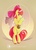Size: 2026x2835 | Tagged: dead source, safe, artist:antiander, apple bloom, earth pony, pony, g4, adorabloom, apple, apple bloom's bow, belly button, bipedal, blushing, bow, cute, female, food, hair bow, high res, holding, looking at you, solo