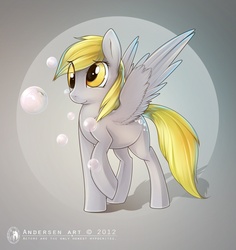 Size: 1509x1600 | Tagged: dead source, safe, artist:antiander, derpy hooves, pegasus, pony, g4, bubble, female, mare, solo