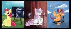 Size: 1024x426 | Tagged: safe, artist:dislexas, apple bloom, rainbow dash, rarity, scootaloo, sweetie belle, g4, adult, cutie mark crusaders, older