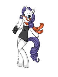 Size: 600x800 | Tagged: safe, artist:sharkyteef, rarity, anthro, g4, clothes, dress, glasses, purse, scarf, solo