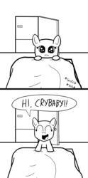 Size: 640x1290 | Tagged: safe, artist:coolstorybrony, oc, oc only, oc:summerset, bald, cancer, chemotherapy, hospital, monochrome, scootaleukemia, tumblr