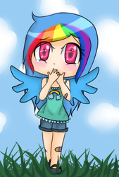 Size: 250x369 | Tagged: safe, artist:clobug98, rainbow dash, human, g4, duo, humanized, winged humanization