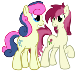 Size: 554x515 | Tagged: safe, artist:justagirlonline, bon bon, roseluck, sweetie drops, earth pony, pony, g4, duo, duo female, female, mare, simple background, transparent background