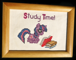 Size: 1276x1000 | Tagged: safe, artist:juliefoodesigns, twilight sparkle, g4, cross stitch, duo, lying down, ponyloaf, prone