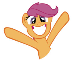 Size: 800x704 | Tagged: safe, artist:haloreplicas, scootaloo, g4, duo, hug, irrational exuberance, simple background, smiling, transparent background, vector