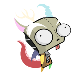 Size: 463x445 | Tagged: safe, discord, g4, gir, invader zim, simple background, solo, transparent background