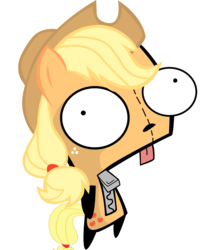 Size: 1000x1250 | Tagged: safe, applejack, g4, gir, invader zim, simple background, solo, transparent background