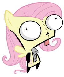 Size: 1000x1197 | Tagged: safe, fluttershy, g4, gir, invader zim, simple background, solo, transparent background