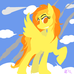 Size: 1000x1000 | Tagged: safe, artist:the-lady-grayscale, spitfire, g4, cloud, cloudy, grin