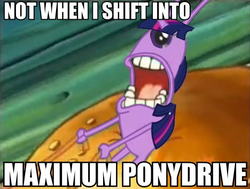 Size: 468x354 | Tagged: safe, edit, twilight sparkle, g4, crossover, krusty krab training video, maximum overdrive, meme, plankton, spongebob squarepants, wtf