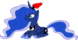 Size: 1000x517 | Tagged: safe, artist:kinnichi, princess luna, alicorn, pony, g4, female, hat, mare, prone, santa hat, simple background, solo, transparent background, vector