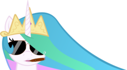 Size: 3204x1773 | Tagged: safe, artist:stormsclouds, princess celestia, pony, g4, cigar, female, mare, simple background, solo, sunglasses, transparent background, vector