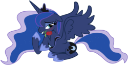 Size: 3300x1700 | Tagged: safe, artist:adcoon, princess luna, alicorn, pony, g4, blushing, female, mare, mouth hold, rose, show accurate, simple background, solo, transparent background, vector