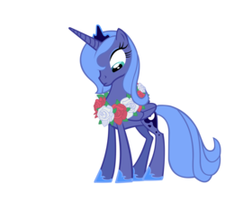 Size: 5333x5000 | Tagged: safe, artist:anitech, princess luna, alicorn, pony, friendship is magic, g4, absurd resolution, female, rose, s1 luna, simple background, solo, transparent background, vector, wreath
