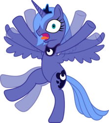 Size: 2500x2810 | Tagged: safe, artist:crunchnugget, princess luna, alicorn, pony, g4, female, flailing, high res, mare, simple background, solo, transparent background, vector