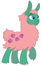 Size: 900x1400 | Tagged: safe, artist:sunley, cha cha, llama, g1, g4, cloven hooves, female, g1 to g4, generation leap, raised hoof, simple background, solo, transparent background