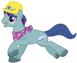 Size: 900x734 | Tagged: safe, artist:sunley, 4-speed, earth pony, pony, g1, g4, bandana, g1 to g4, generation leap, hard hat, male, running, simple background, solo, stallion, transparent background