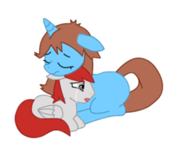 Size: 314x274 | Tagged: safe, artist:eifi--copper, blue, crying, pokémon special, ponified, silver, simple background, snuggling, transparent background