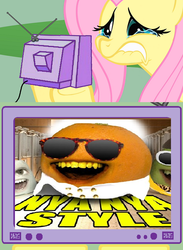 Size: 563x771 | Tagged: safe, fluttershy, pony, g4, exploitable meme, gangnam style, meme, tv meme, wat, why