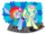 Size: 1344x1008 | Tagged: safe, artist:cuttycommando, fluttershy, rainbow dash, pegasus, pony, g4, disc jockey, female, headphones, mare, turntable