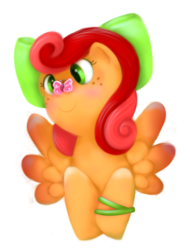 Size: 400x526 | Tagged: safe, artist:xiao668, oc, oc only, oc:peachy feathers, pegasus, pony, bow