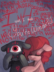 Size: 894x1200 | Tagged: dead source, safe, artist:dhui, pinkie pie, oc, cyclops, pony, g4, crying, duo