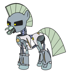 Size: 1236x1308 | Tagged: safe, artist:mortris, aqua teen hunger force, cybernetic ghost of christmas past from the future, ponified, simple background, solo, transparent background