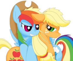 Size: 3000x2500 | Tagged: safe, artist:autumn-plains, applejack, rainbow dash, earth pony, pegasus, pony, g4, female, high res, lesbian, mare, ship:appledash, shipping, simple background, transparent background