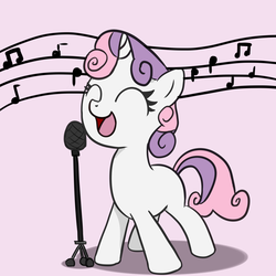 Size: 4000x4000 | Tagged: safe, artist:icy-spy, sweetie belle, g4, microphone, singing