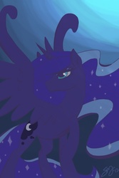 Size: 640x960 | Tagged: safe, artist:probablyfakeblonde, princess luna, pony, g4, female, raised hoof, solo