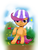 Size: 1050x1400 | Tagged: safe, artist:hoyeechun, scootaloo, pony, g4, bipedal, bipedal leaning, female, filly, foal, leaning, scooter, smugaloo, solo, swag