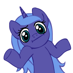 Size: 945x945 | Tagged: safe, princess luna, pony, g4, :i, female, looking at you, shrug, shrugpony, simple background, solo