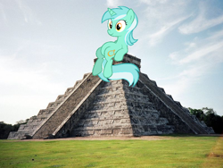 Size: 800x600 | Tagged: safe, lyra heartstrings, pony, g4, chichen itza, irl, macro, meme, mexico, photo, ponies in real life, sitting, sitting lyra, vector
