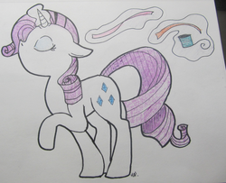 Size: 900x730 | Tagged: safe, artist:cerko, rarity, pony, g4, solo, thread, traditional art