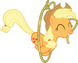 Size: 10000x8103 | Tagged: safe, artist:teiptr, applejack, earth pony, pony, g4, ^^, absurd resolution, eyes closed, female, lasso, mare, simple background, solo, transparent background, vector