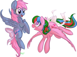 Size: 1421x1060 | Tagged: safe, artist:php27, whizzer, wind whistler, pegasus, pony, twinkle eyed pony, g1, g4, bow, cute, duo, female, flapping, flying, hooves, hooves up, mare, open mouth, open smile, rearing, simple background, smiling, spread wings, tail, tail bow, transparent background, whistlerbetes, whizzabetes, whizzer can fly, wind whistler can fly, wings