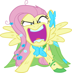 Size: 6001x6075 | Tagged: safe, artist:mowza2k2, fluttershy, pegasus, pony, the best night ever, absurd resolution, clothes, dress, female, flutterrage, gala dress, mare, simple background, solo, transparent background, vector, you're going to love me