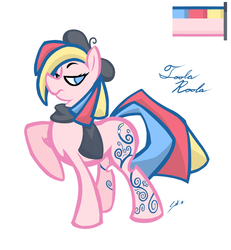 Size: 2111x2283 | Tagged: safe, artist:saliantsunbreeze, toola-roola, earth pony, pony, g3, g4, beret, color palette, female, frown, g3 to g4, generation leap, hat, high res, mare, outline, raised hoof, scard, solo, standing, unamused, white outline